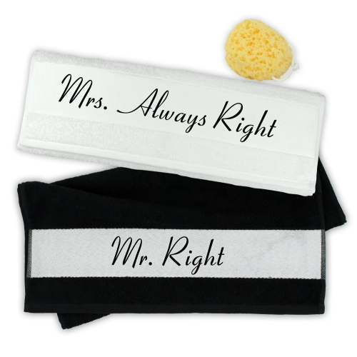 Handtuch 2er Set Mr. Right & Mrs. Always Right | Personalisierte  Badtextilien