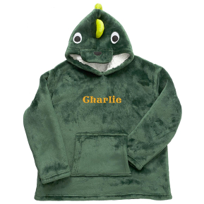 Personalisierter Fleece-Kapuzenpullover für Kinder Dino