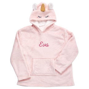 Personalisierter Fleece-Kapuzenpullover für Kinder Einhorn