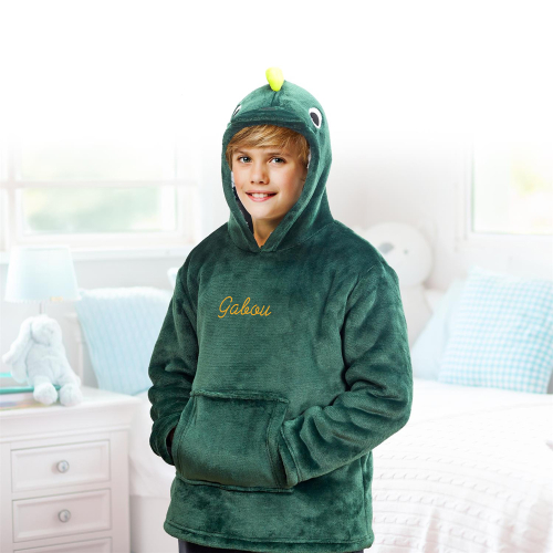 Kapuzenpulli Fleece grün Dino